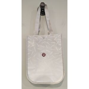 Lululemon Reusable White Tote Bag With Snap Top